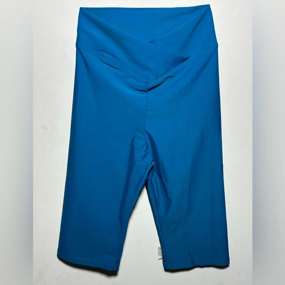 Theatricals AS AXS Teal Eggplant DANCE SET Biker Shorts Crop Top‎ Dancewear NWT